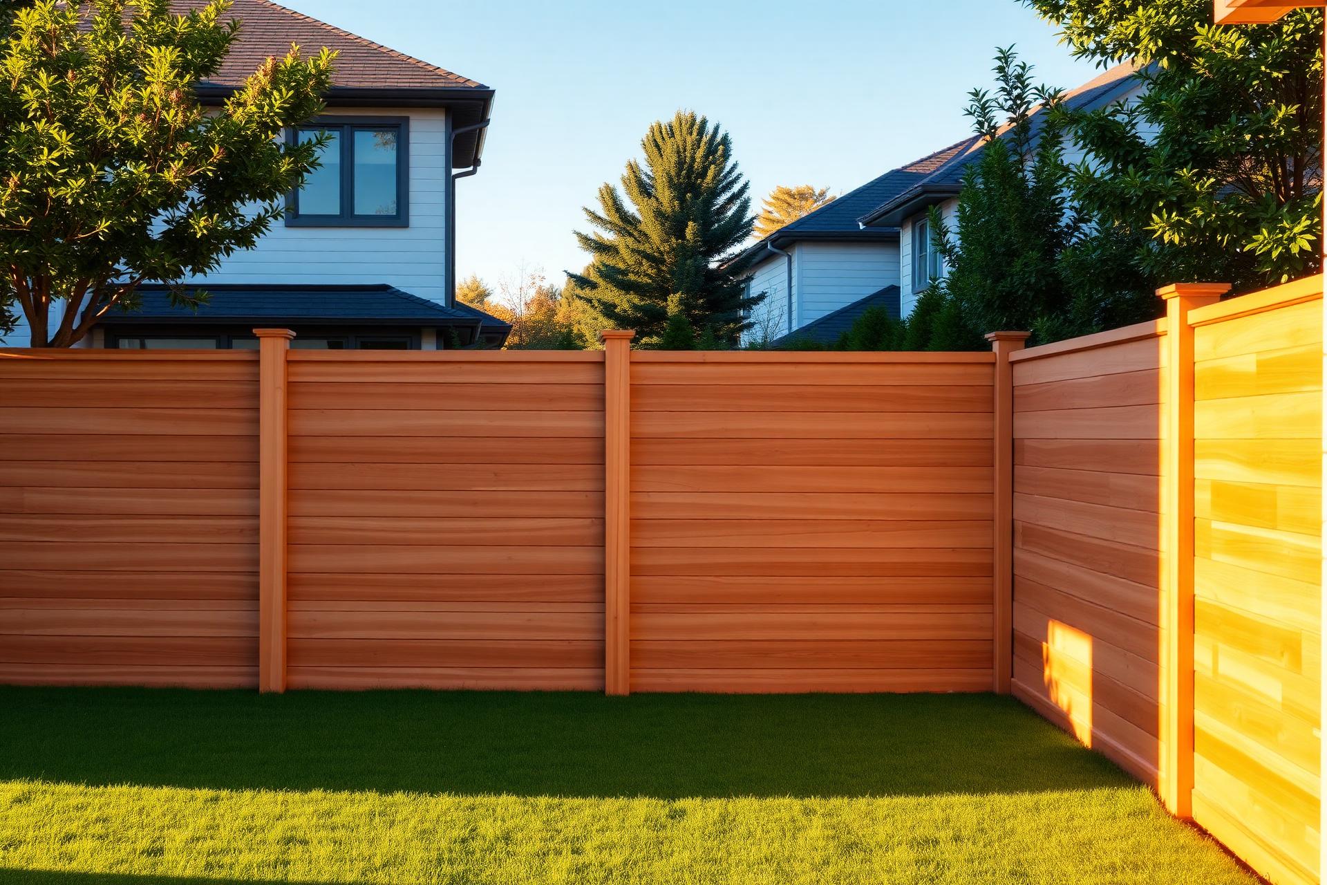 Beautiful modern cedar privacy fence installation by G&G Line Fence Company